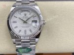 AR Factory Rolex Daydate 40*12.2mm 3255 Movement White Face Baguette SS Band Watch